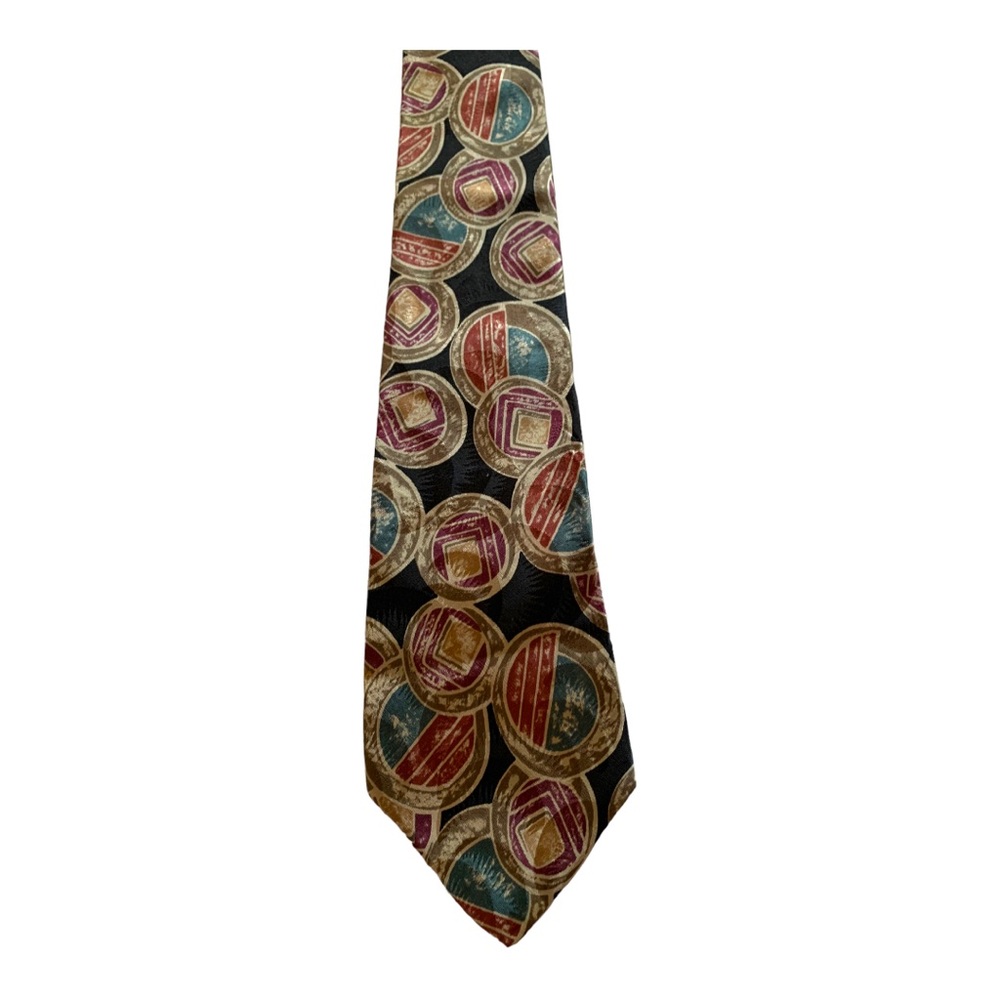 5/$20 Brandini ties black gold blue circle patterns silky formal business